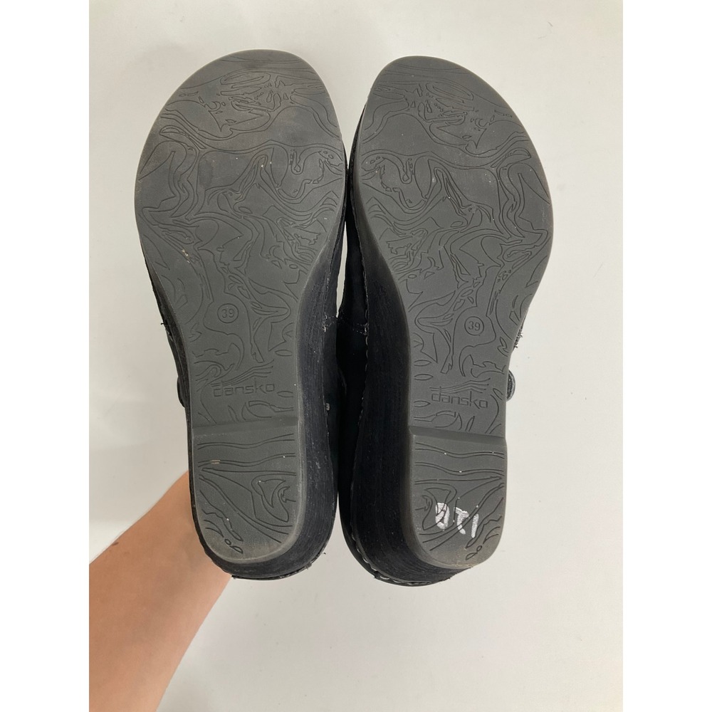 Dansko Black Nubuck Leather Mary Jane Wedge Clogs Womens 39 EU 8.5-9 US - Picture 6 of 7